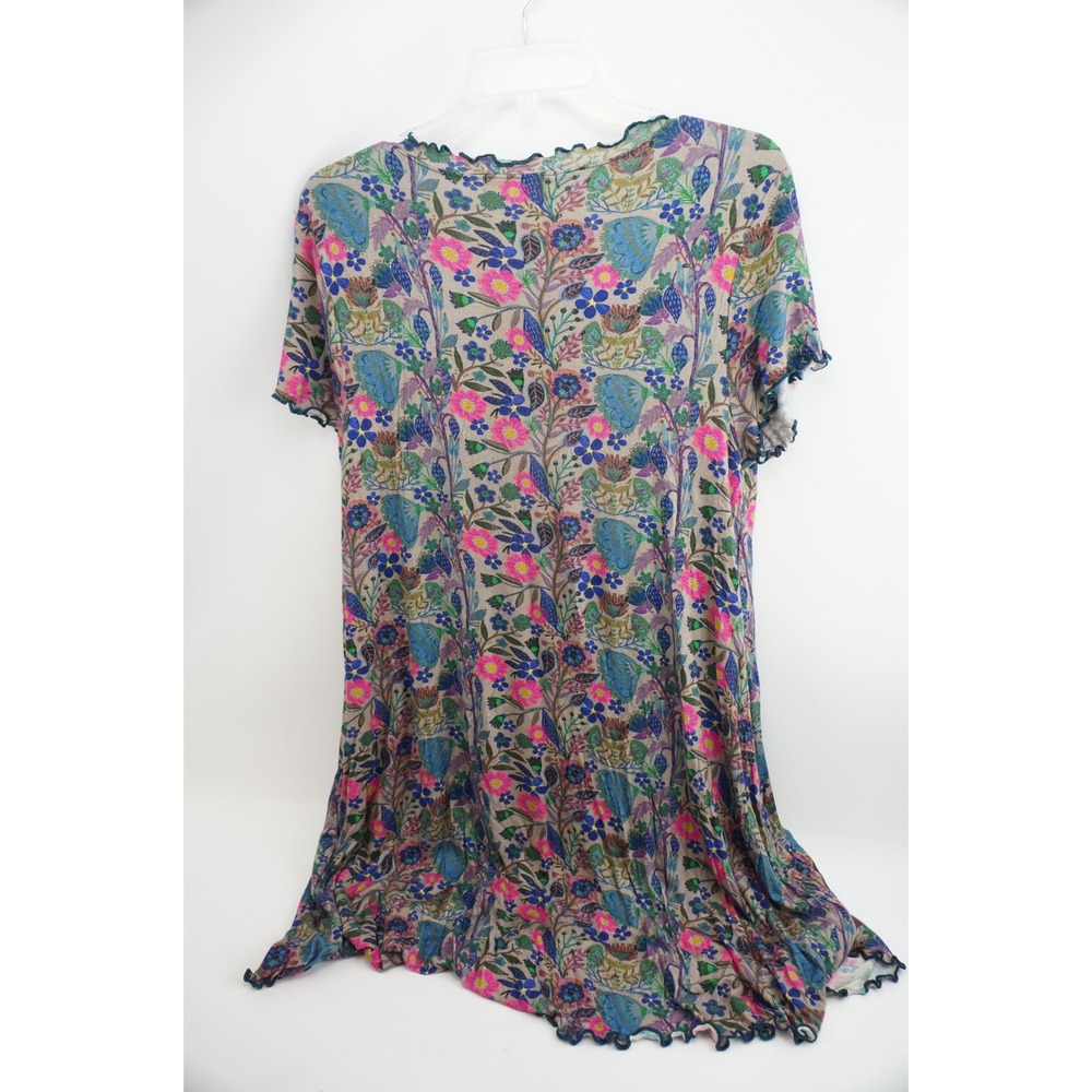 Natural Life T-Shirt Size M Multicolor Floral Lettuce Edge Trim Excellent - Picture 5 of 5